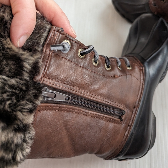 SPERRY Girls Fashion Saltwater Tall Leather Lace-up Winter Boots size 12 - Picture 7 of 10